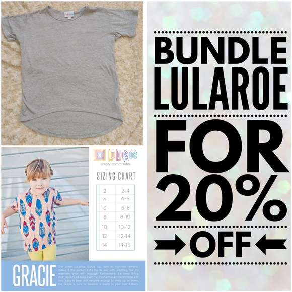 Gray LulaRoe Gracie Top size 6 Kids - Picture 1 of 2